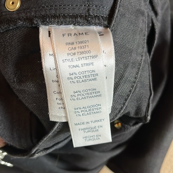 FRAME Le Sylvie Slender Straight Black Tonal Stripe Jeans - 27 - Picture 9 of 15
